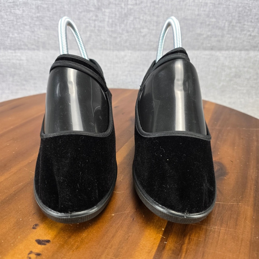 Shanghai Double Coin Black Velvet Mary Jane Martial Arts Wedge Shoes Size 220, 5 - Picture 7 of 16